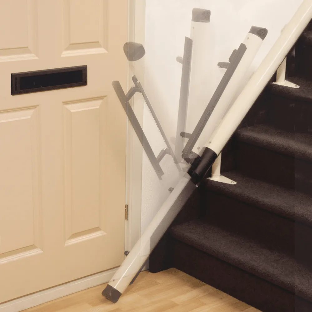 Handicare Freecurve Curved Stairlift Powered hinge 1 freecurve stairlift, handicare freecurve