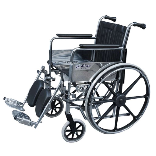 ProCare IC with full-length arms and elevating legrests with calf pads, chrome frame and black vinyl seat