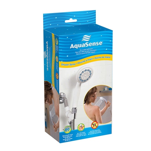 White handheld spray head and stainless hose of the AquaSense 770-980
