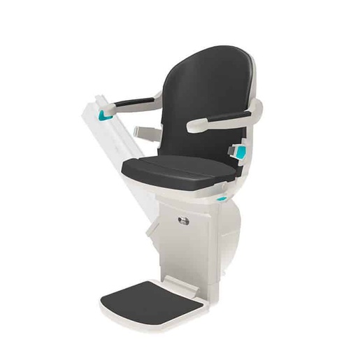 Handicare 1000 straight stairlift with the Smart seat in slate, folded rail behind