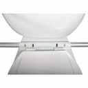 Front of the white bracket, two screws and a slotted metal bar