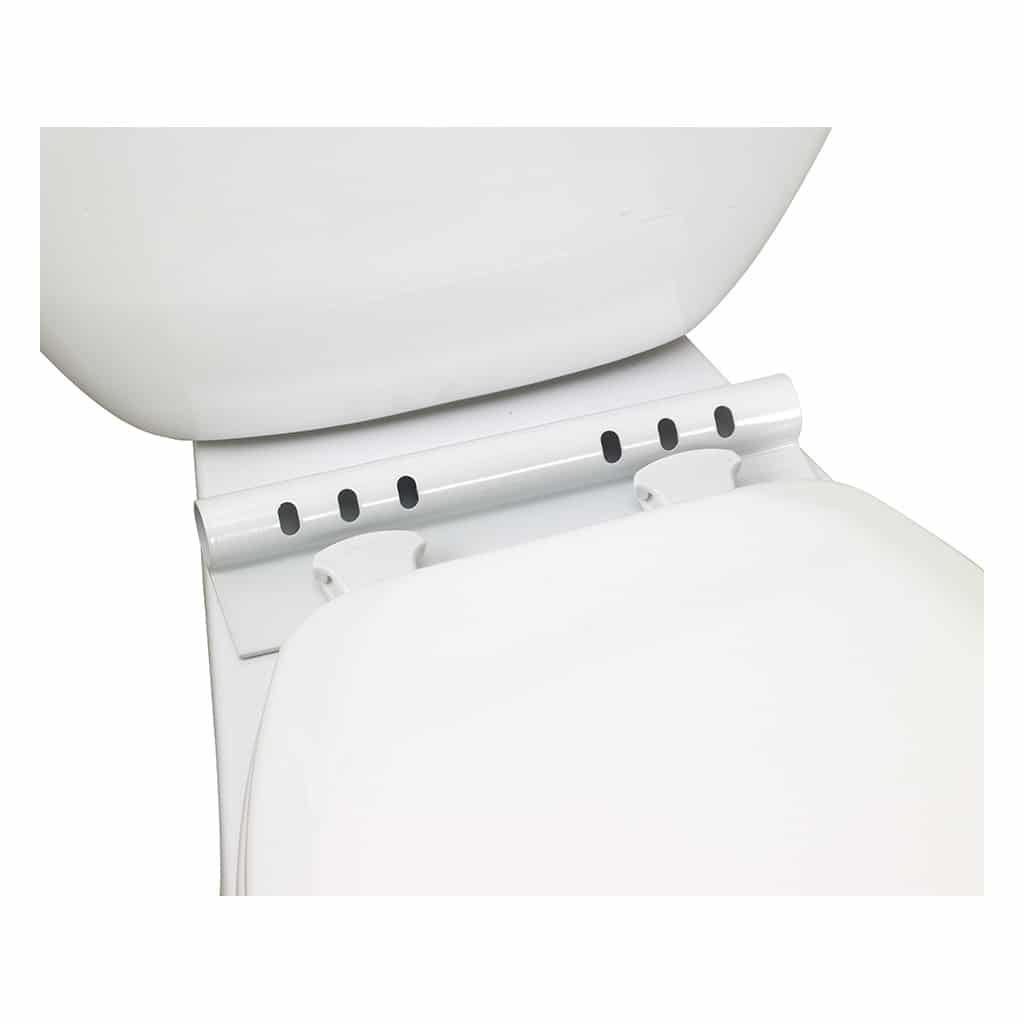 Side view of the white hinge bar with three slots at the end