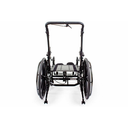 Rear view of the frame without a back support, showing the stroller bar with its tilt trigger cable