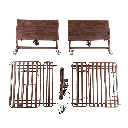 Bed ends on casters with the slat deck panels, a linear motor and the hand pendant, shown apart as they ship