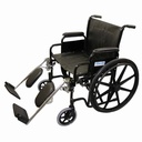 CH1091 with the optional elevating legrests fitted and raised, showing the padded calf rests