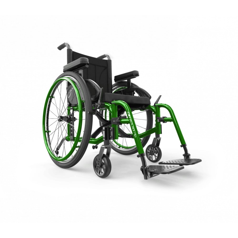 Helio A6 with a Monster Green frame and black seat, front three-quarter view