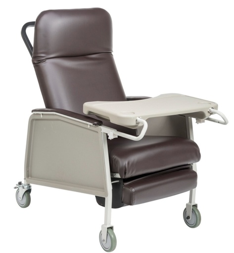Charcoal vinyl three-quarter view with the beige tray and side panel