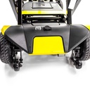 Rear housing of a yellow Transformer with the charging port and switch between the rear wheels