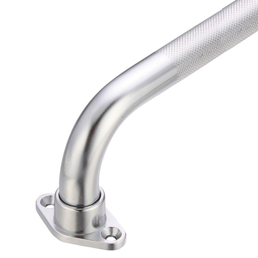 Chrome knurled grab bar end with a three-hole flange