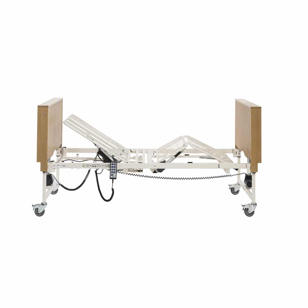 Backrest and knee break raised together, showing the bed in the auto contour position