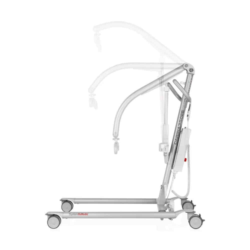 Side view of the Carina 350 lift with the arm raised through its lifting range