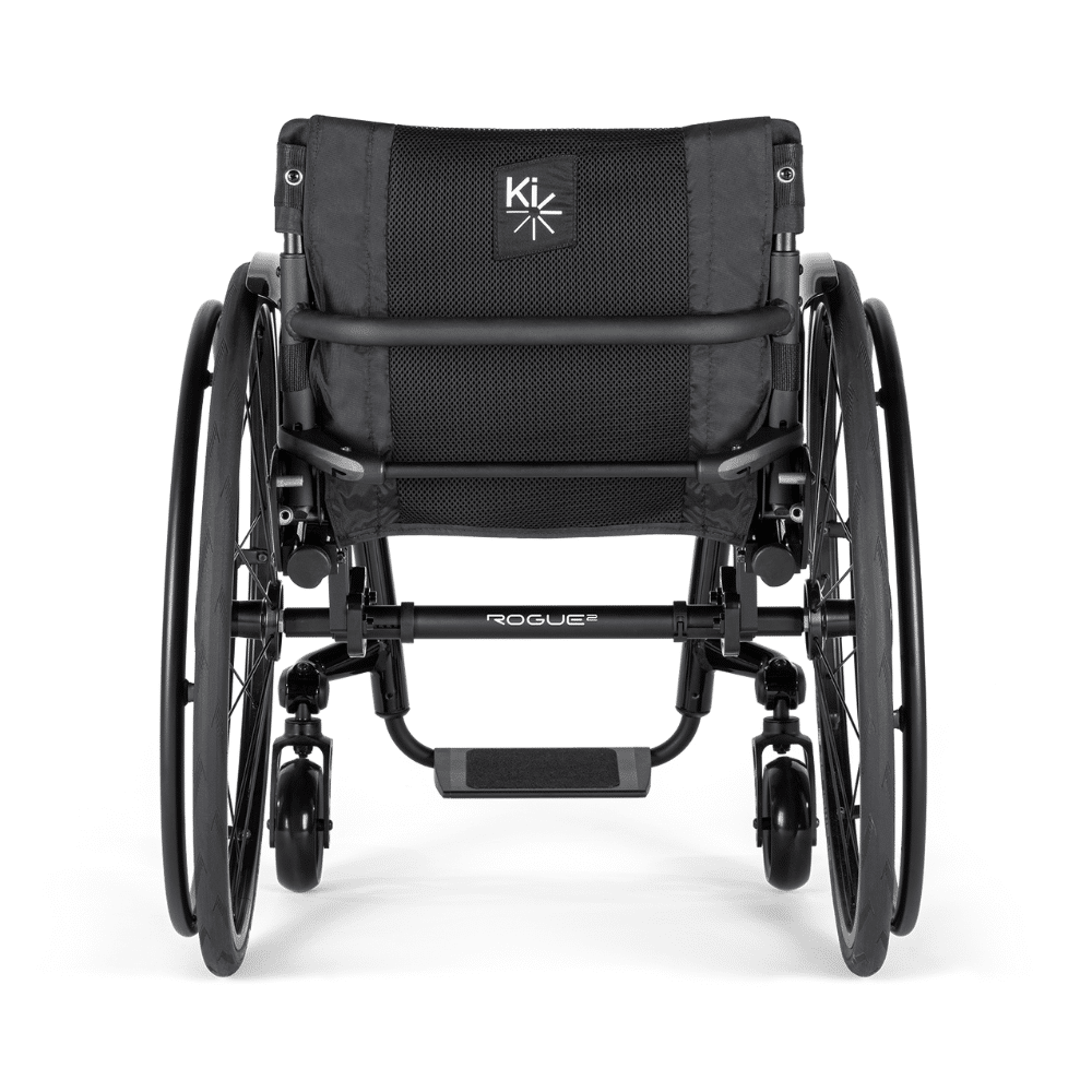 Rear view of the Rogue 2 showing the back upholstery and the camber tube between the rear wheels