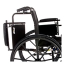 Armrest flipped back behind the push handle, leaving the side of the seat open for a sideways transfer