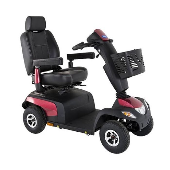 Pegasus Pro 4-wheel scooter with red colour panels, front left view