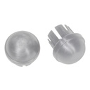 Close view of the two rear glide caps on the back legs of the Drive folding walker