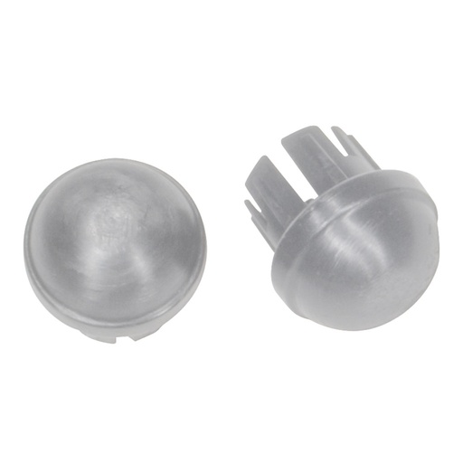 Close view of the two grey rear glide caps on the back legs of the Drive folding walker