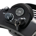 Tiller console with the horn, speed dial, battery gauge and key switch