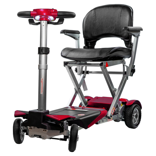 Transformer 2 in Red, front three-quarter view with the seat up and the tiller raised