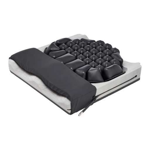 Hybrid Elite SR cushion with its cover rolled back, showing the black air cell insert in the grey foam base