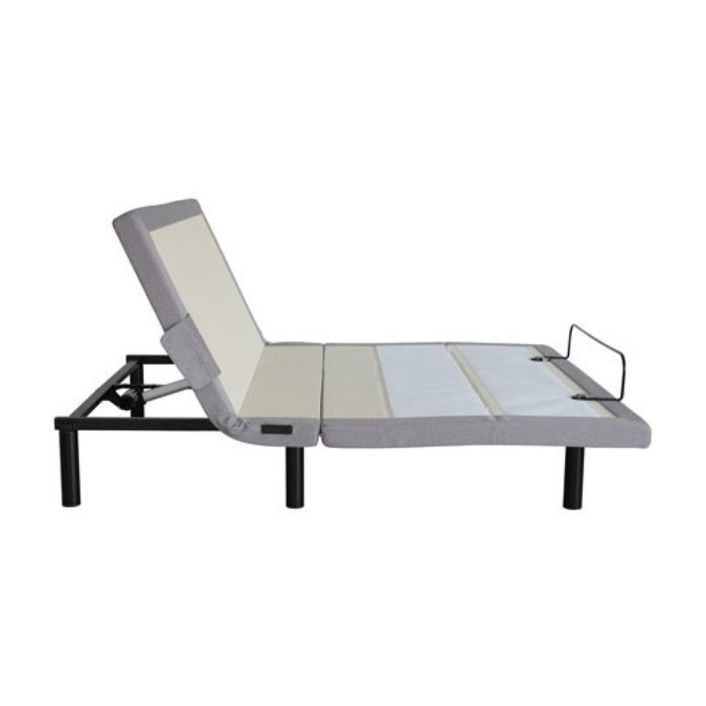 Side view of the adjustable base with the head raised to a seated angle