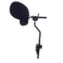 Relax headrest assembled: large contoured pad on the S-bend neck, clamped into the universal mounting plate