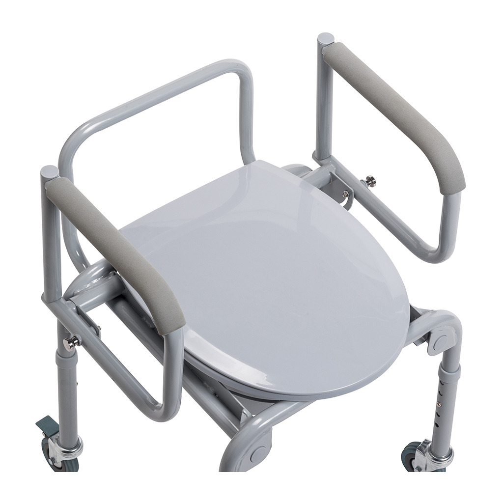 Overhead view with one drop arm lowered and the other arm still up