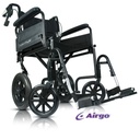 Low front view of the black Comfort-Plus XC with its 8 inch casters, 12 inch rear wheels and footrests out