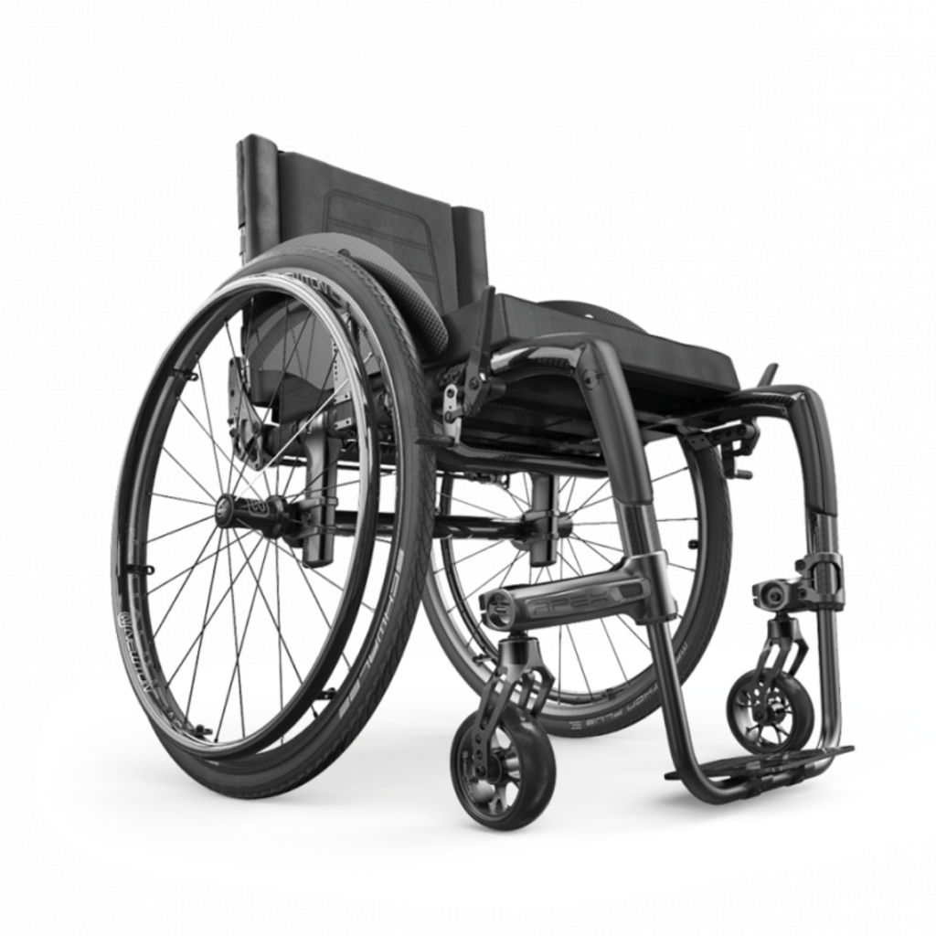 Apex C rigid wheelchair with a black accent, front view