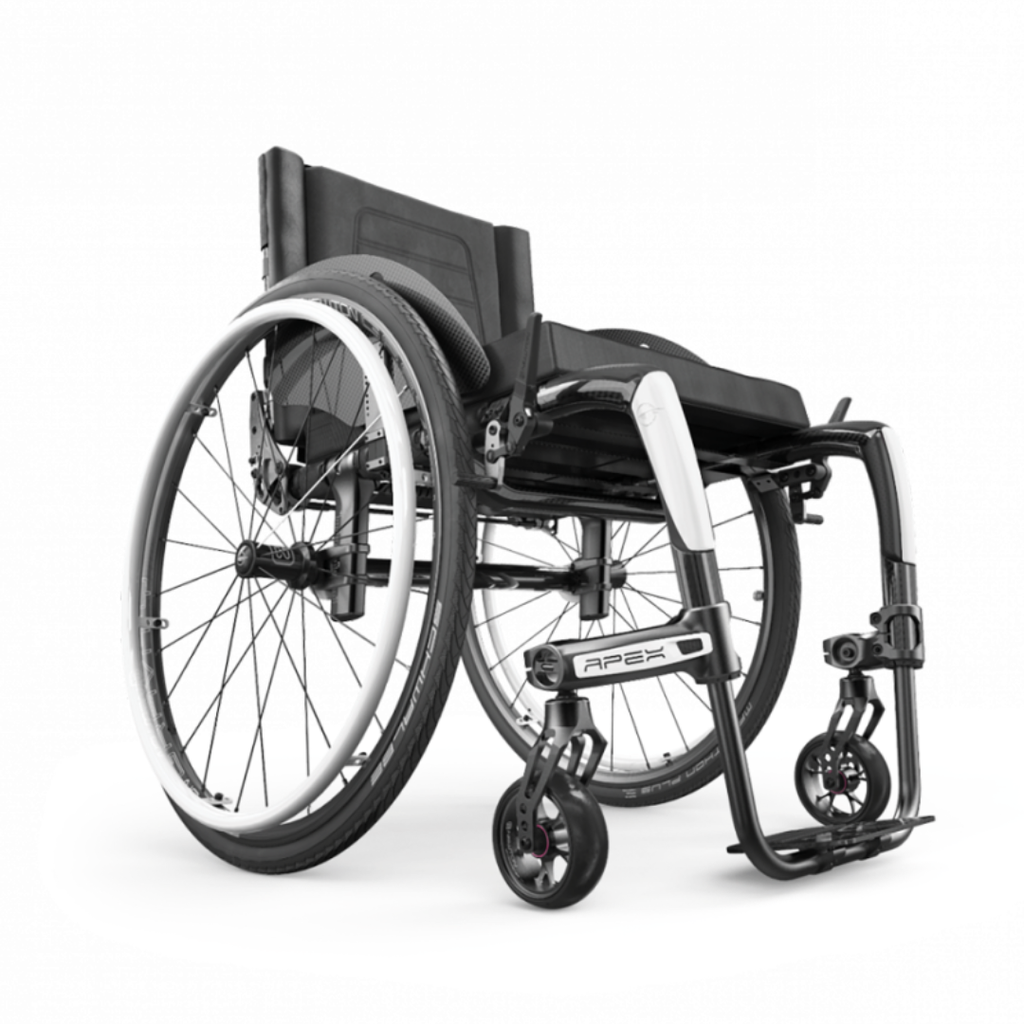 Apex C rigid wheelchair with a white accent, front view