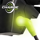 Close-up of the magnetic charger in the port, with a Charge360 logo printed on the photo
