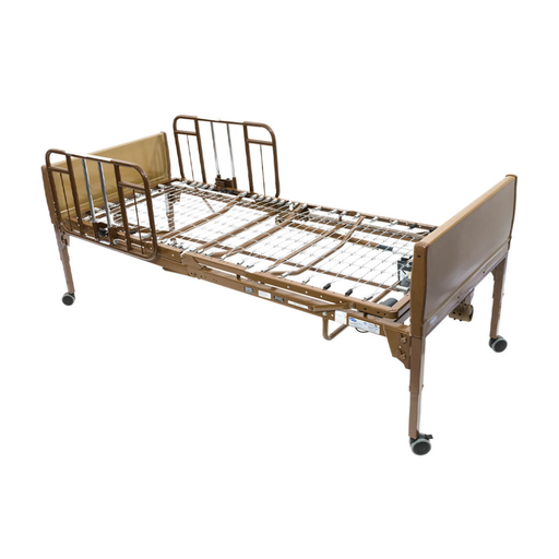 Invacare IVC homecare bed frame, brown spring deck and bed ends, no mattress or rails