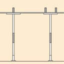 Diagram: one pole under a single ceiling joist, another with its top plate spanning two joists