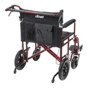 Rear view of the ATC22-R in red, showing the push bar, hand brake levers, back pocket and anti-tippers