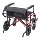 Drive bariatric transport chair with its backrest folded down over the seat for storage