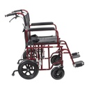 Side view of the 22 inch aluminum transport chair with footrests, 12 inch rear wheel and anti-tipper