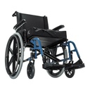 Blue Quickie 2 with the Heavy Duty package, padded armrests, mag rear wheels and a seat cushion