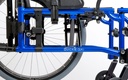 Close-up of the one-piece blue side frame with its QXi name, seat rail and cross brace