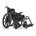 Stellato II in Wet Black, the standard frame colour, from the front left with seat cushion and footrests
