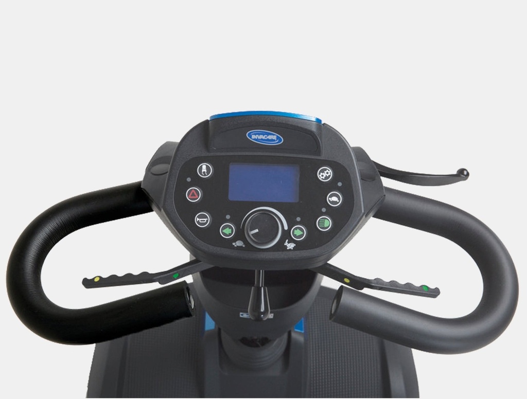 Pegasus Pro tiller with the LCD display, speed dial, finger drive levers and hand brake lever