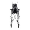 Front view of the chair folded side to side with the 24 inch wheels and footrests removed