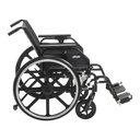 Side view of the swing-away footrest version, showing the 24 inch rear wheel, hand rim and anti-tipper