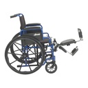 Side view of a Drive Blue Streak wheelchair (sold separately) with one legrest raised level and the other lowered