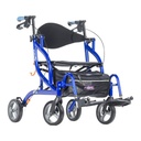 Blue Airgo Fusion with a footrest forward, backrest up and basket