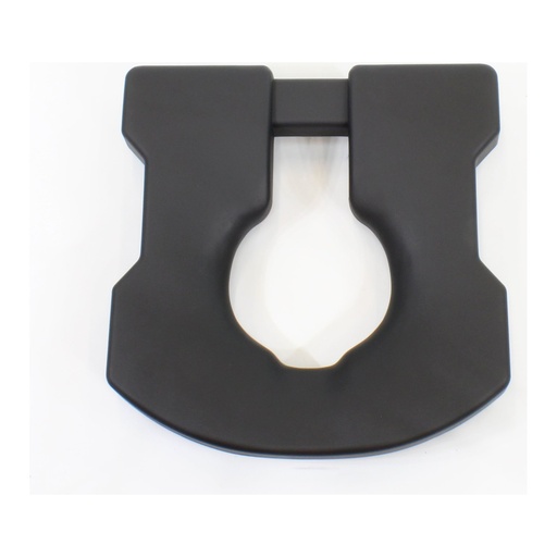 Bridged moulded commode seat with an open front, off the chair
