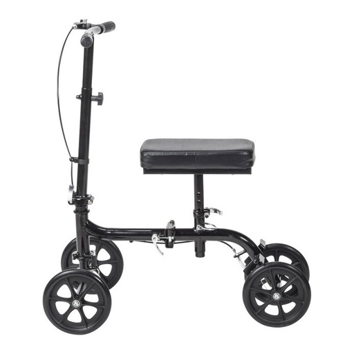 Side profile of the folding knee walker showing its 8-inch wheels and flat frame