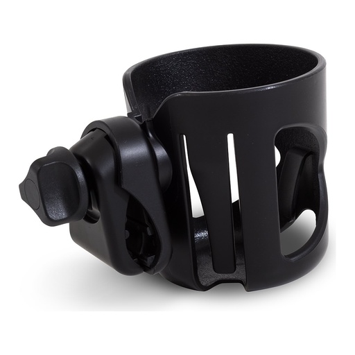The neXus cup holder from the mounting side, showing the clamp and its tightening knob