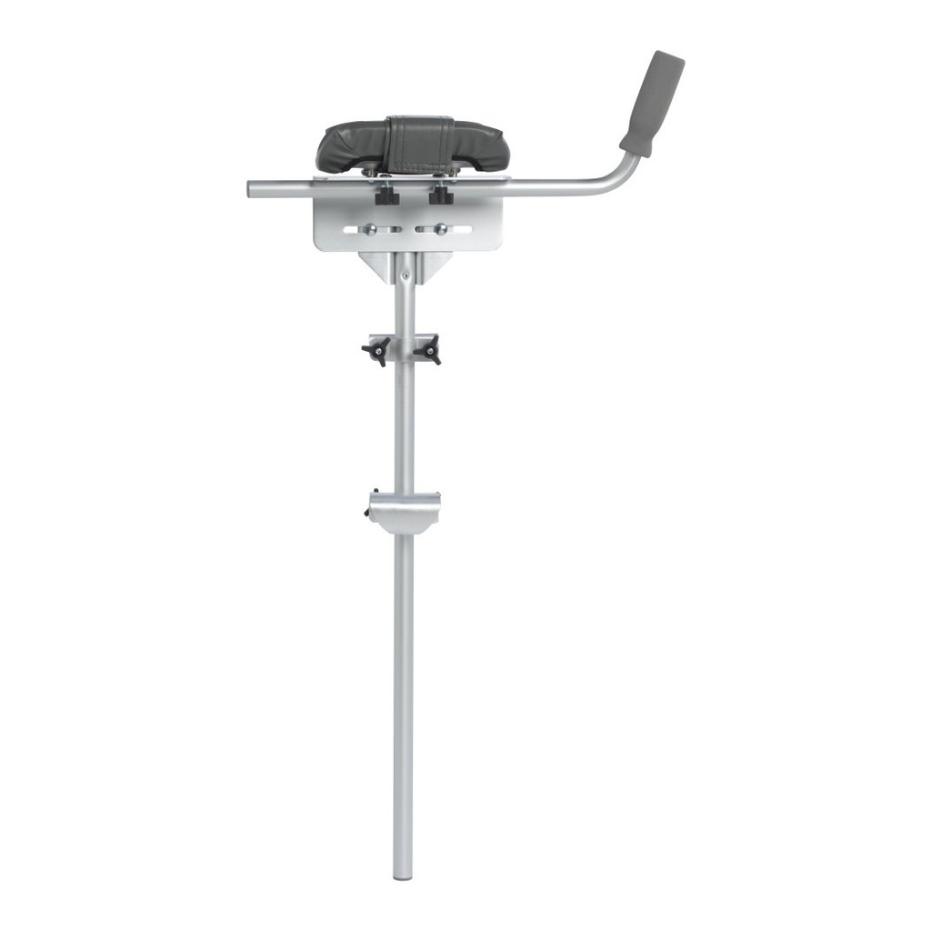 Drive platform walker attachment with padded forearm cradle, handle, post and two clamps