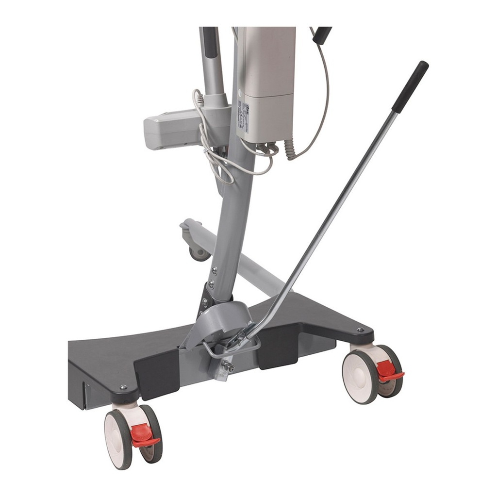 Base of the Gravis lift with the leg lever and a locking rear caster