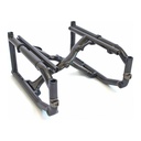 Bare carbon folding frame with a cross-brace and open sockets for the back canes