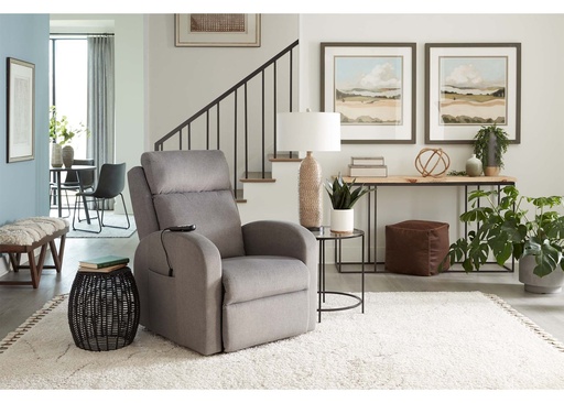 Grey Sleeper Slim PR750 upright in a living room, beside a side table